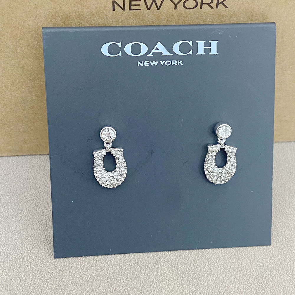 Coach Full Diamond Letter Earrings - Picture 4 of 7